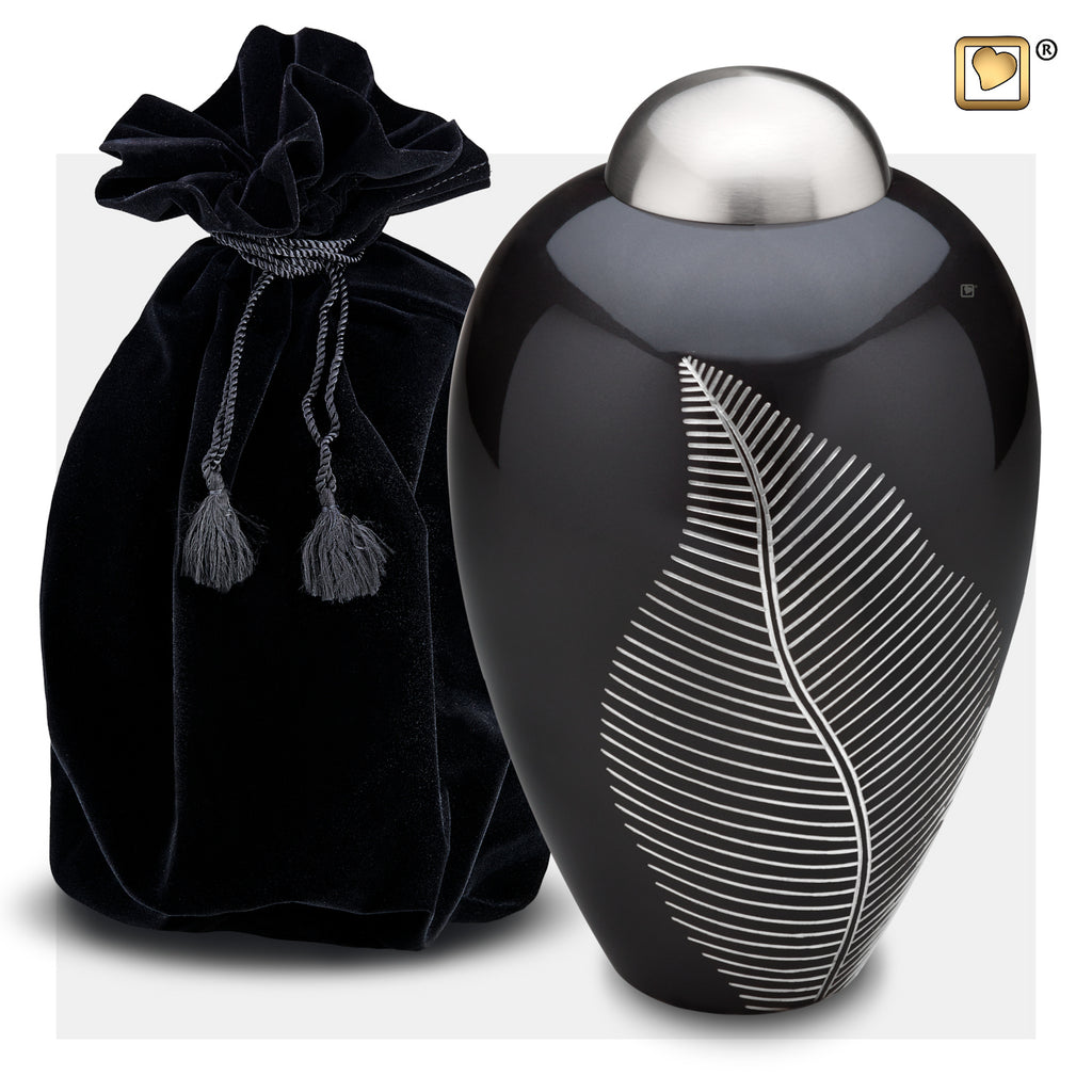 Elegant Leaf Midnight (Adult) Urn and bag