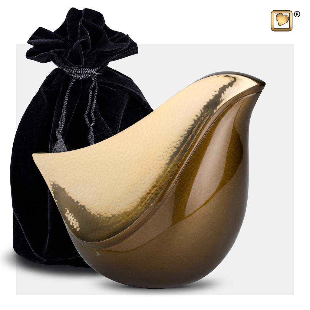 LoveBird™ Bronze (Adult) Urn and bag