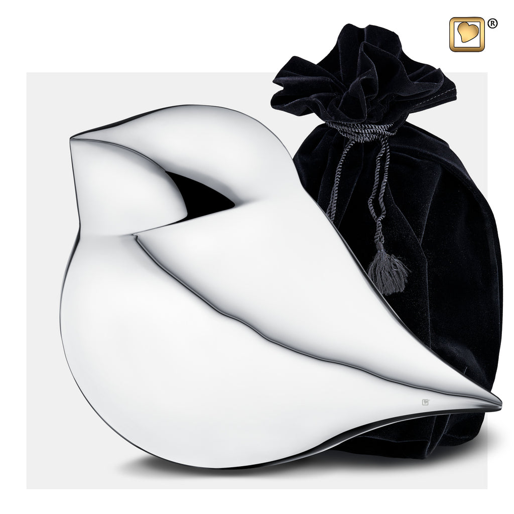 Silver SoulBird™ Male (Adult) Urn and bag