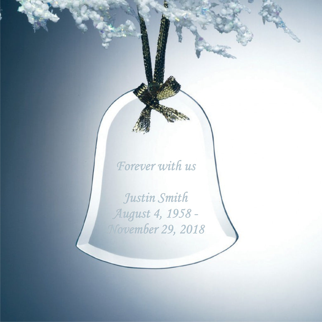 Engraved jade glass bell ornament