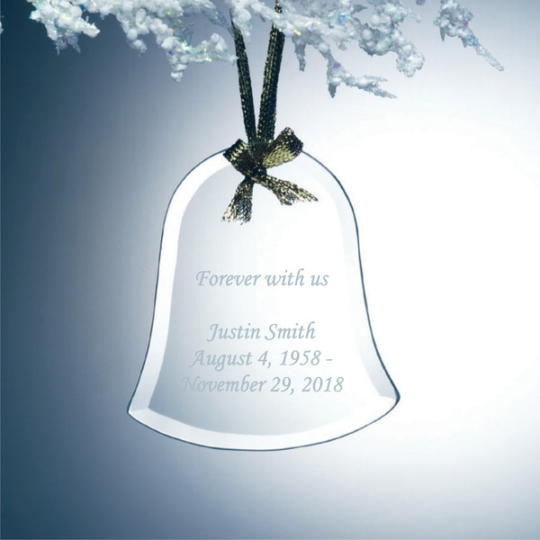 Engraved jade glass bell ornament