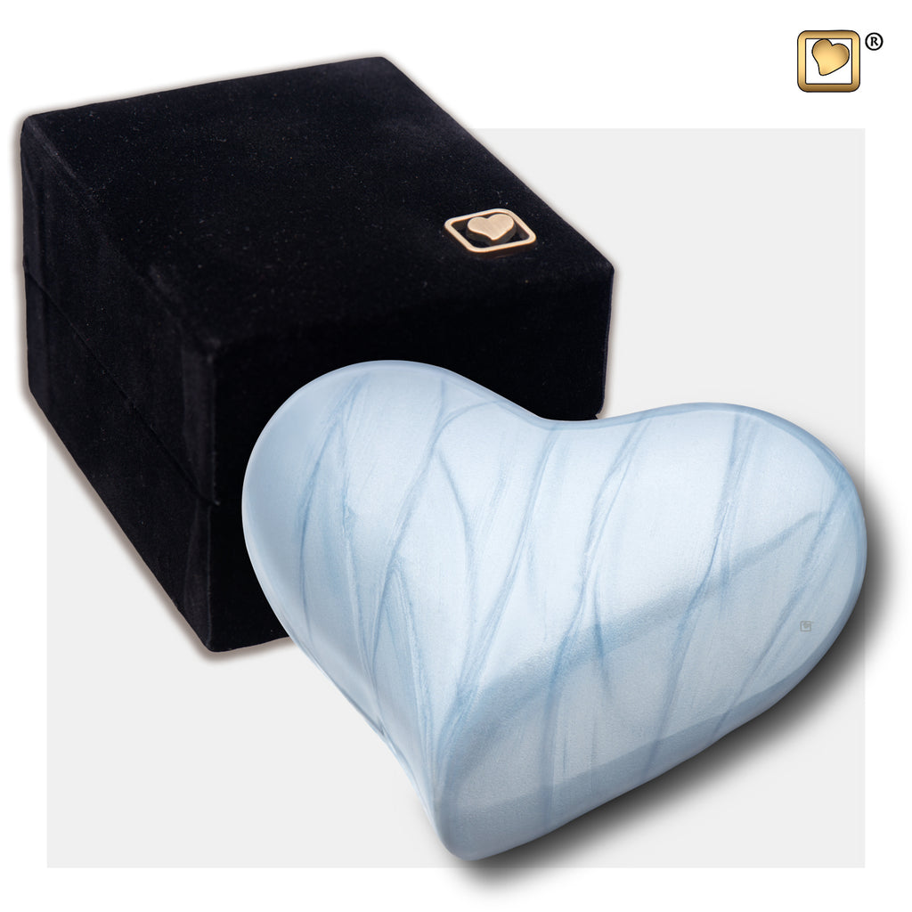 Pearl Blue (Keepsake Heart) Urn and box