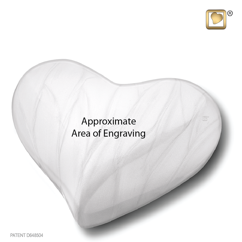 Pearl White (Keepsake Heart) Urn engraved