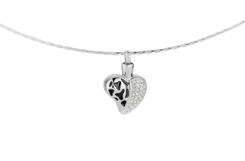 Enamel Diamond Heart - Cremation Jewelry