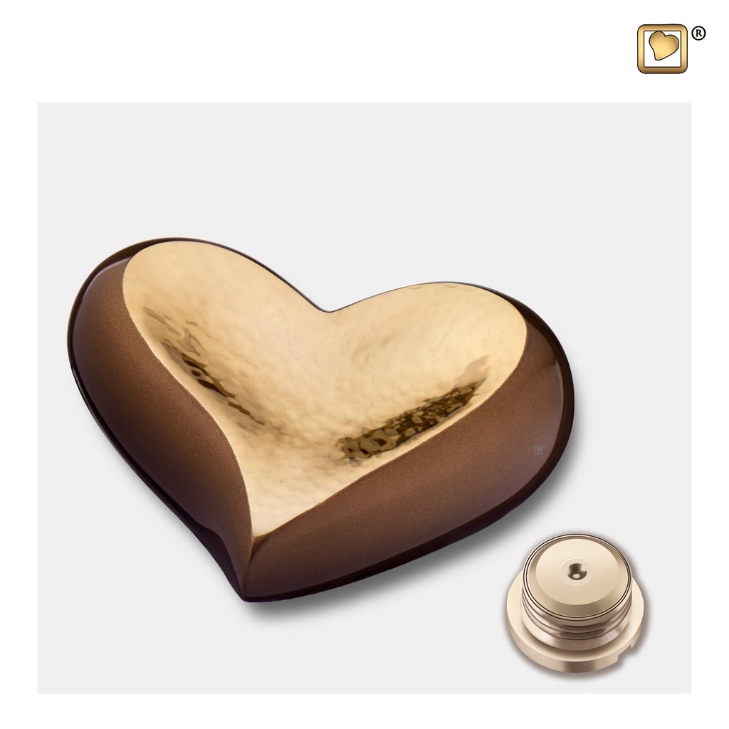 Hammered Gold Bronze (Keepsake Heart) Urn