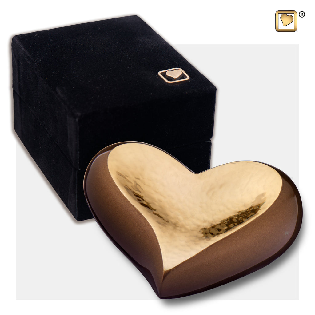 Hammered Gold Bronze (Keepsake Heart) Urn and box