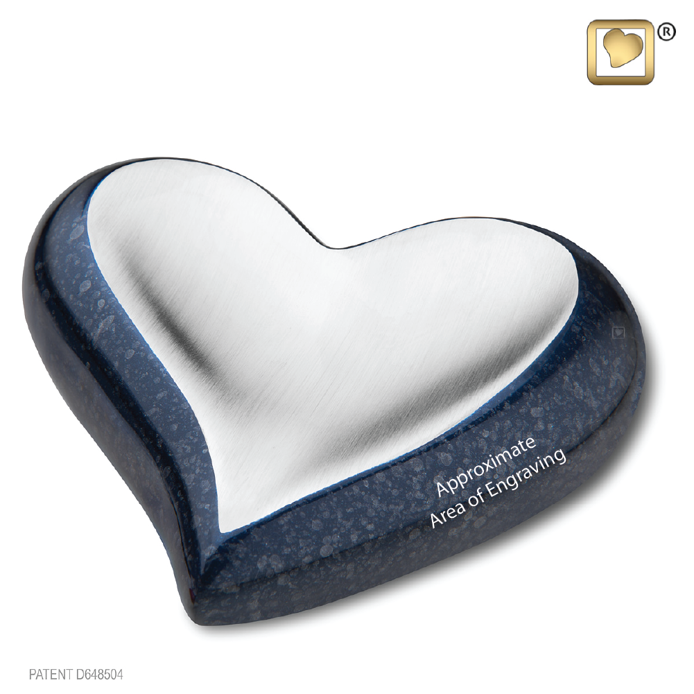 Speckled Indigo (Keepsake Heart) Urn engraved