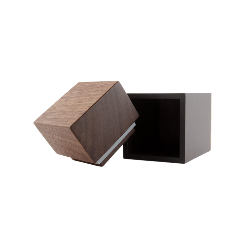 The Langley in Black Walnut urn open lid