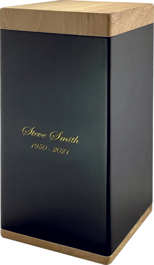 Verona Adult Urn in black and engraved