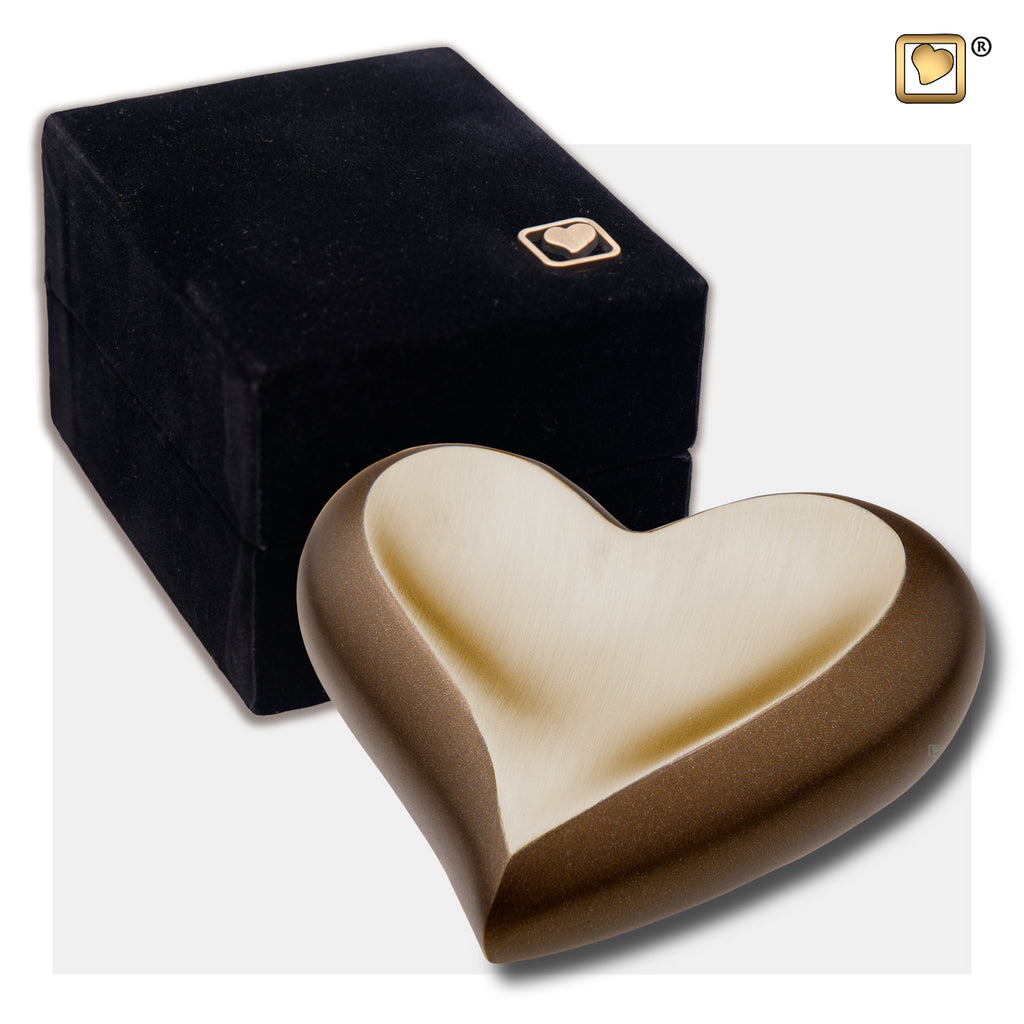 Chestnut/Auburn Gold (Keepsake Heart) Urn and box