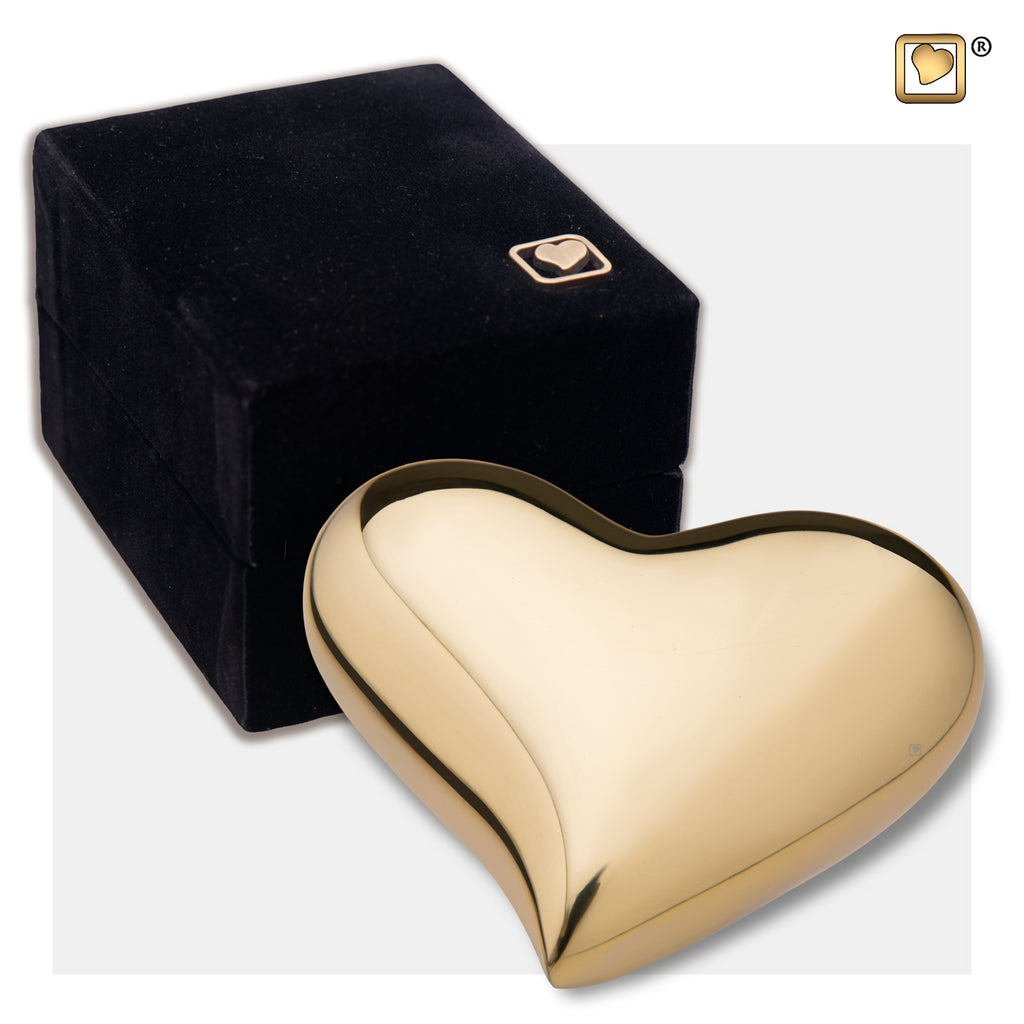 Bright Gold (Keepsake Heart) Urn and box