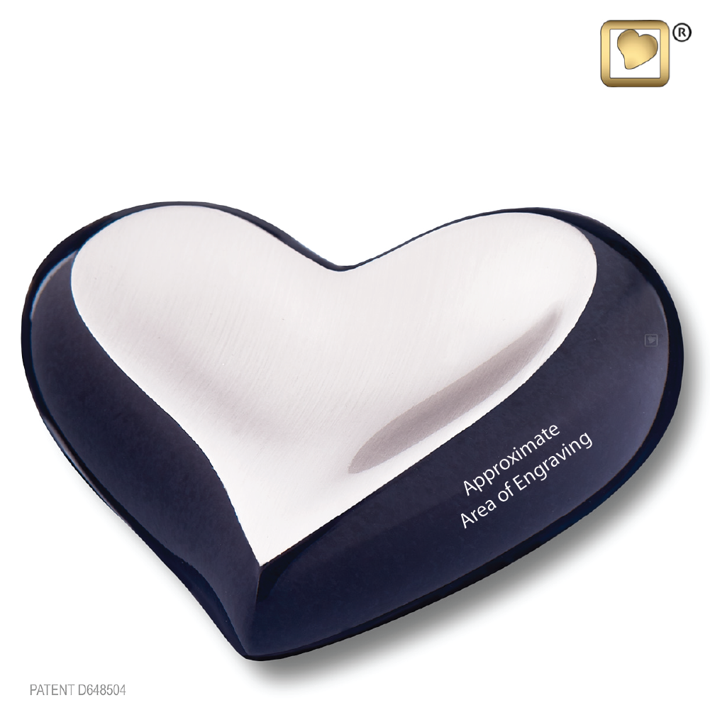 Brushed Pewter Midnight (Keepsake Heart) Urn engraved