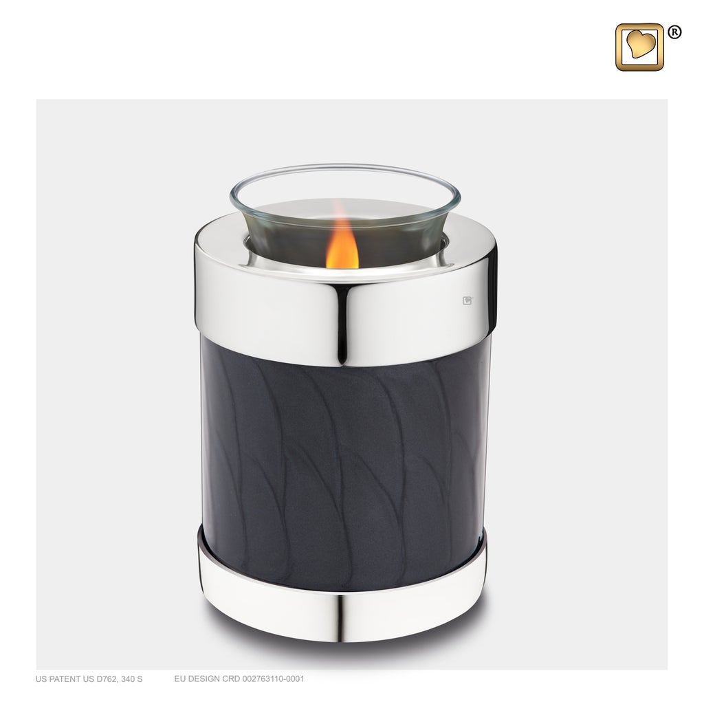 Midnight Pearl Silver Tealight Urn