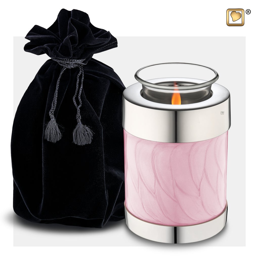 Pearl Pink Tealight Urn and bag