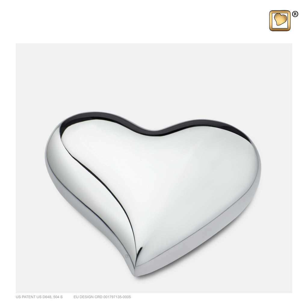 Bright Silver (Keepsake Heart) Urn