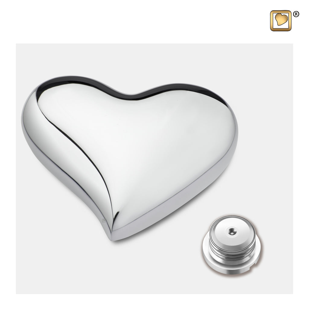 Bright Silver (Keepsake Heart) Urn